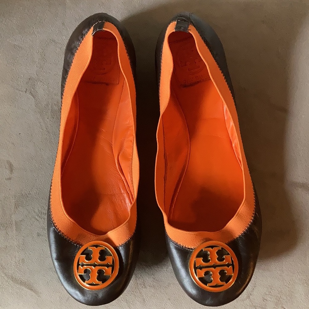 Tory Burch brown and orange ballet flats. Size 9 - Picture 6 of 7